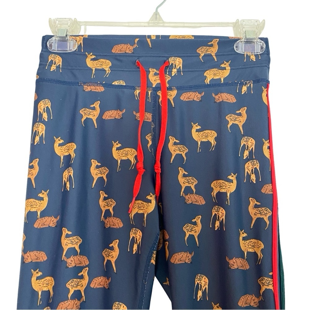 The Upside Deer Print Yoga Pants Leggings Womens Size Small Fawn Blue Drawstring - Picture 3 of 10